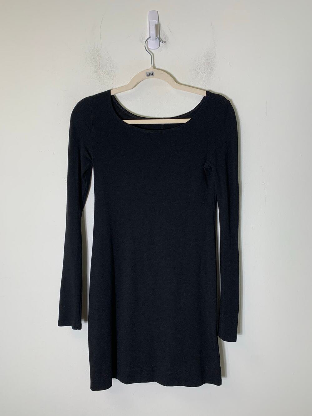 Theory Black Long Sleeve Knee Length Sheath Dress Sz SP